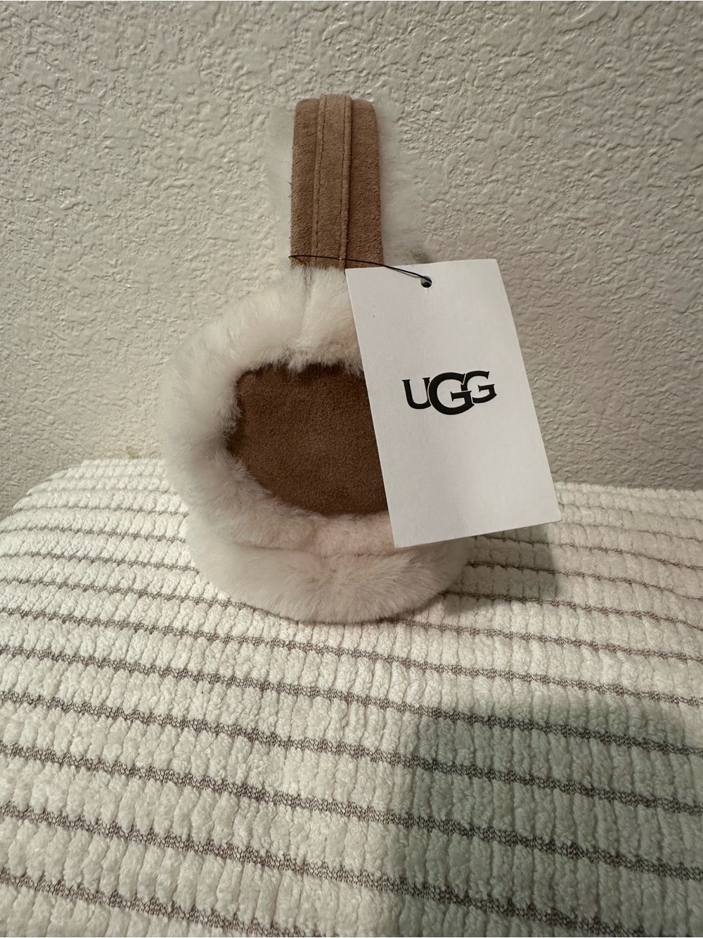 UGG Chestnut and Cream Plush Earmuffs